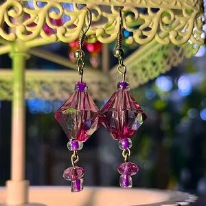 Purple Boho Dangle Earrings